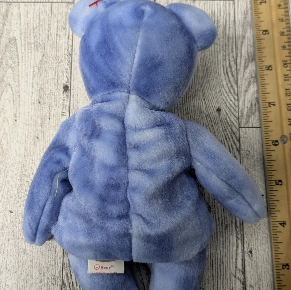 Ty Light Blue Peace Bear Plush